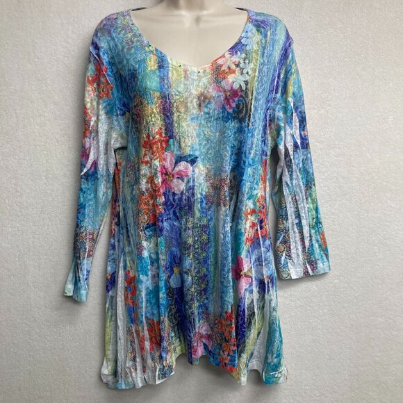 Katina Marie Tops - Katina Marie Women’s Floral Tunic Top Large